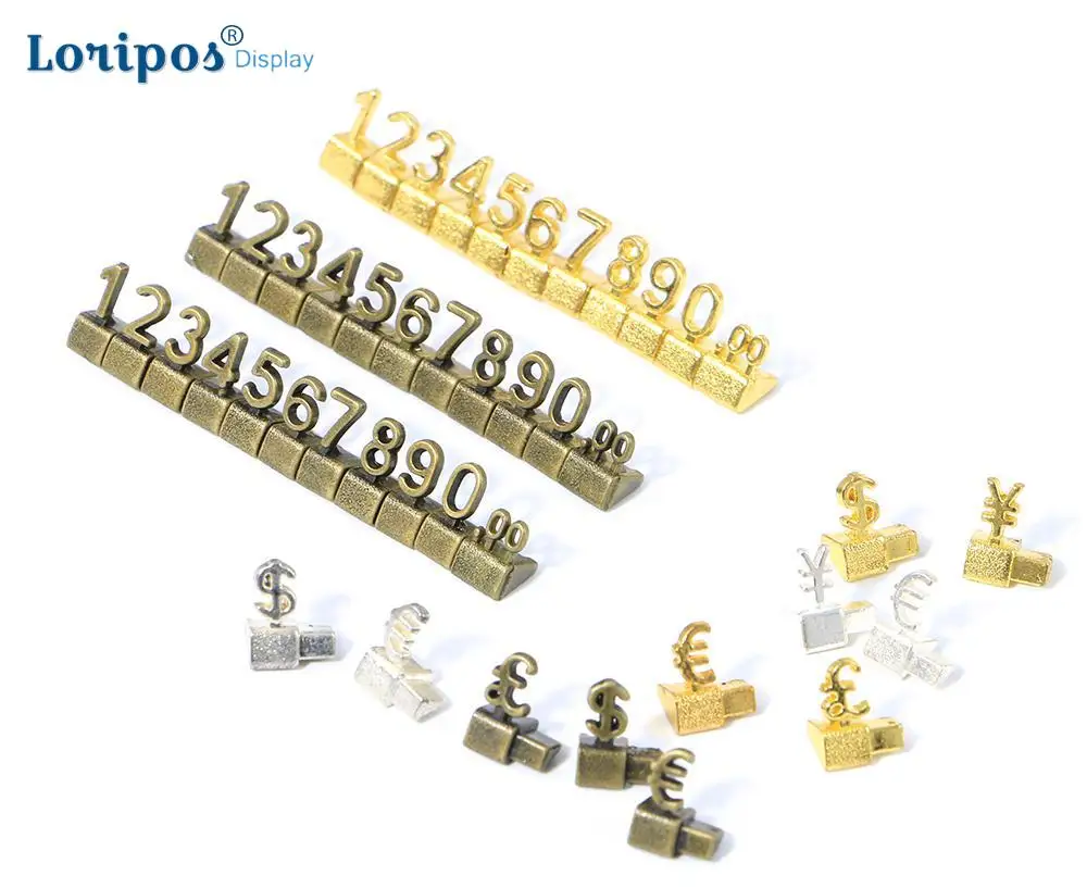 

Luxury Metal Price Cubes, Jewelry Combined Pricing Tags Euro Pound Numeral Blocks Digit Watch Jewellery Counter Display Signs