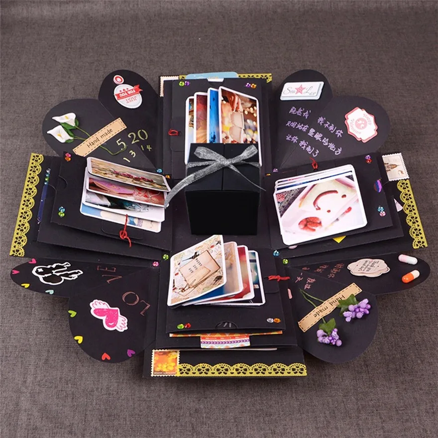 Взрывная коробка креативная коробочка с сюрпризом ручной работы с гидом фотоальбом изысканные подставки для книг#30
