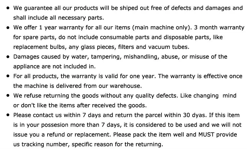 2.after-sale policy detail