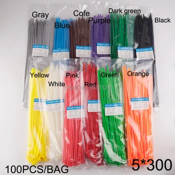 

5*300mm Self-Locking Nylon Cable Ties 100Pcs/Pack Cable Zip Tie Loop Ties For Wires Tidy