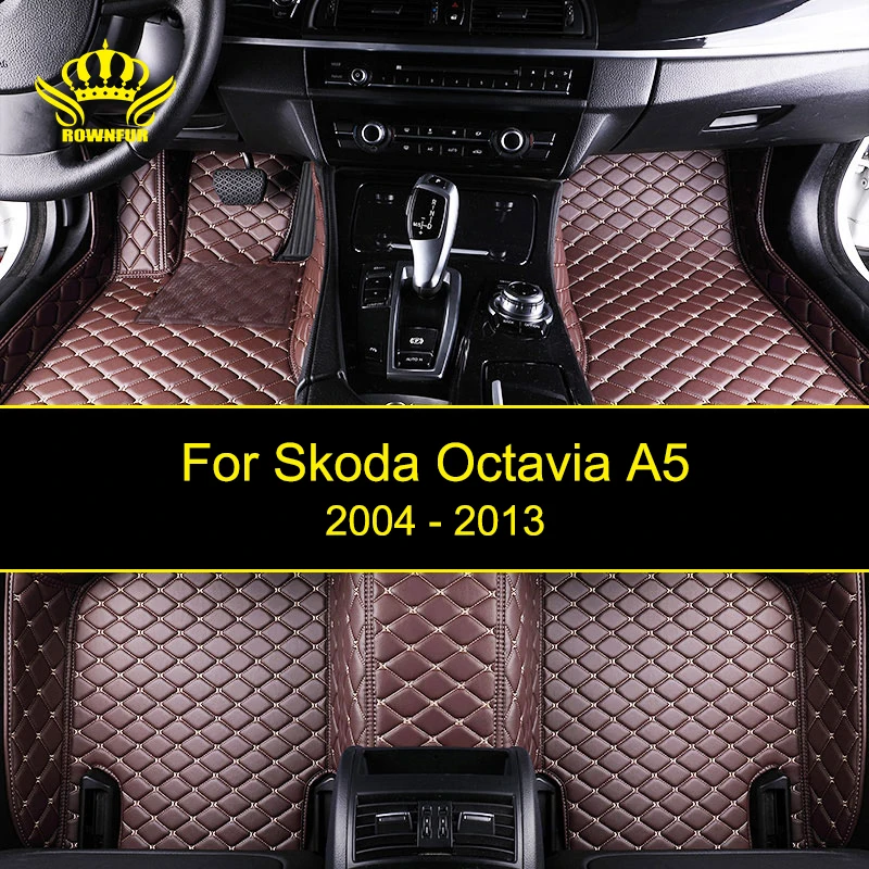 

ROWNFUR Custom Car Floor Mats For Skoda Octavia A5 Protect Car Clean Waterproof Leather Floor Mats Auto Interior Car Carpet Mat
