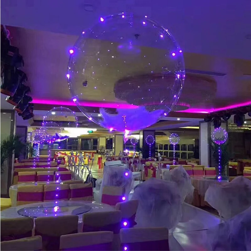 Us 1 0 19 Off Luminous Led Balloon Led Transparent Balloon String Lights Round Bubble Helium Balloons Kid Wedding Decor Without Led String In