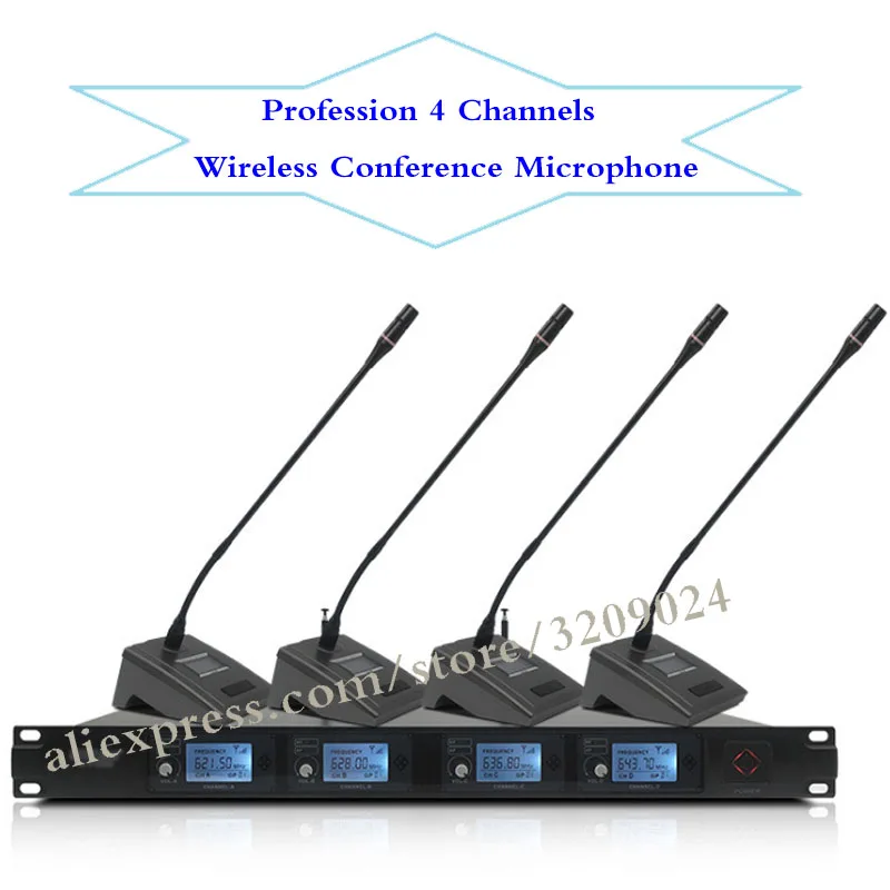 برو uhf 4 قناة لاسلكي microfono microfone المكتب مؤتمر كاريوكي نظام الميكروفون mic