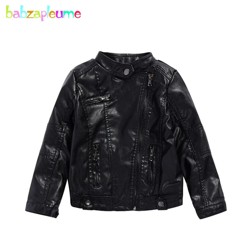 New Baby PU Leather Jackets Kids Boys Clothes Long Sleeve Girls Coat