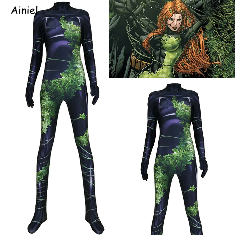 Костюм Бэтмена Ядовитый плющ костюмы для косплея Pamela Lillian Isley Zentai боди костюм