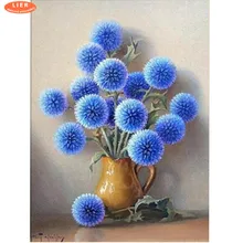 

LIER diamond painting blue flowers,full square diamond embroidery blue dandelion,diamond cross stitch,Home decoration Gift