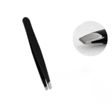 1 PC Stainless Steel Tweezers Black Tweezer For Eyebrow Make Up and Fake Eyelashes