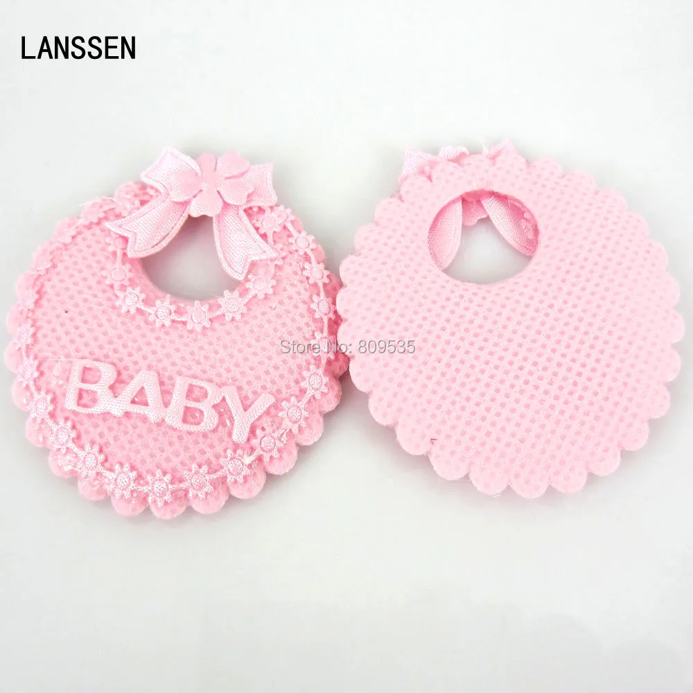 24pcs Baby Bibs Applique Baby Shower Favors Pink Girl Embellishments