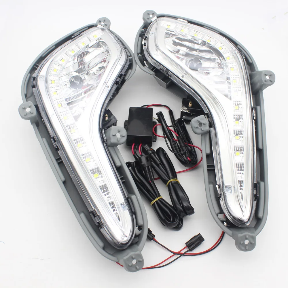 

2X LED Car External Light Source Fit For Hyundai Accent Solaris Verna 2010-2012 Daytime Running Light Fog Light DRL Xenon Lamp