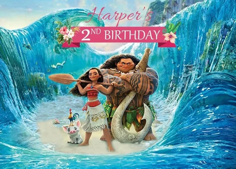 7x5ft Моана принцесса Waialiki Мауи дерево водопад вид Дети День рождения пользовательские фото фон студия Виниловый фон