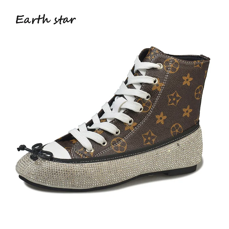 

botas mujer Retro Casual Shoes Women Fashion Brand Martin Boots Rhinestone Lady chaussure Autumn Female footware Crystal Boots