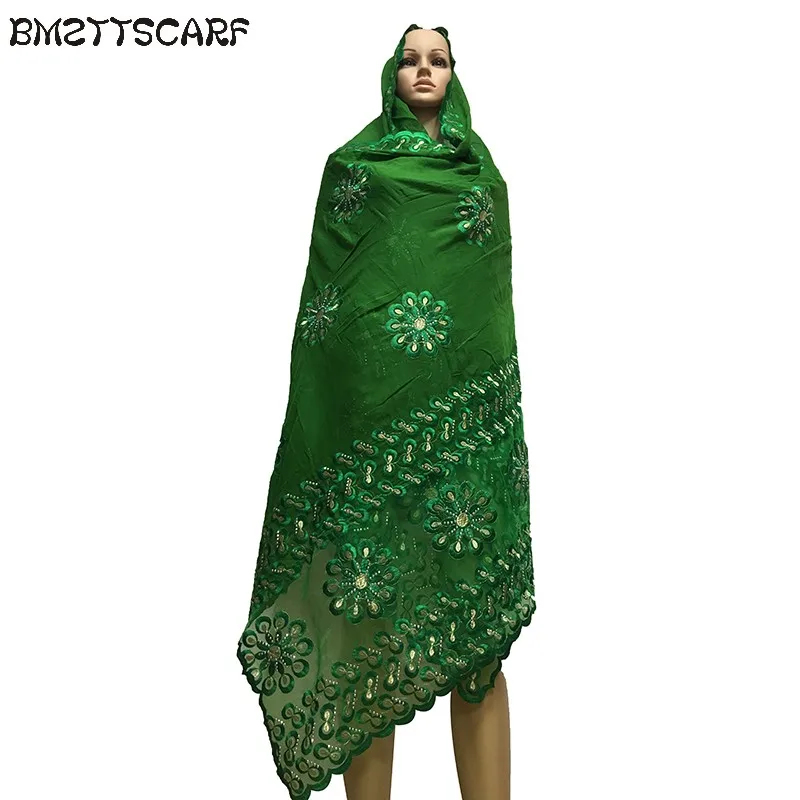 Новые африканские женские шарфы мусульманские женские большие шарфы с вышивкой хлопок шарф хлопок матч чистый шарф с вышивкой с камнями - Цвет: BM591 3