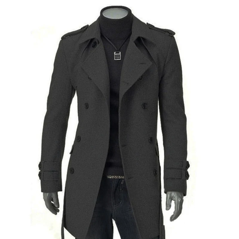 Buy Winter Trench Coat Men Casual Slim