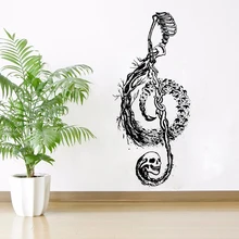 Death Style Wall Decal Skull Design Music Note Wall Sticker Home Decoration Gothic Souls Vinyl Wall Mural Music Decal AY1050 day of the dead girl skull head vinyl wall decal sticker