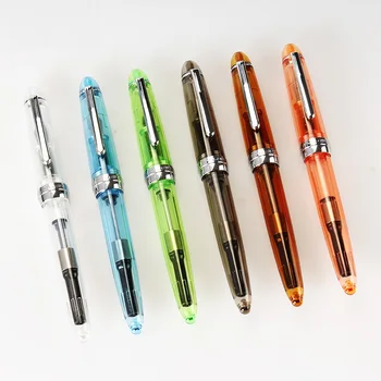 

Transparent color Fountain ink pen 0.5mm Fine Iraurita metal nib Office Stationery items School supplies Canetas escolar EB618