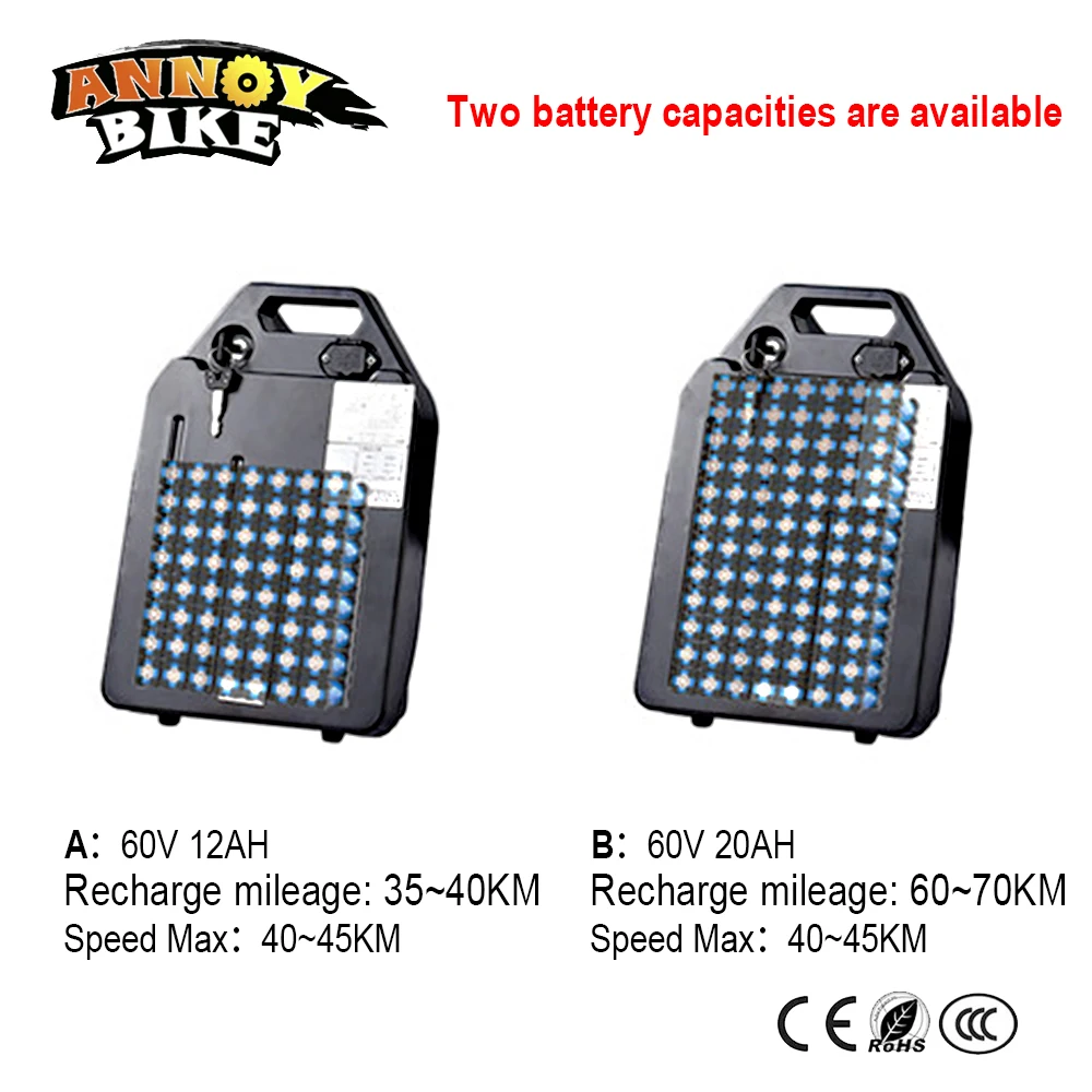 Discount 60V12AH20AH 1000W Lithium Battery With Battery Box Detachable Large-capacity For Wide Tire Harley Electric Bike Battery Car 1