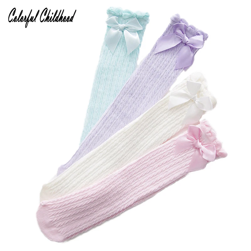

Princess girls socks baby girls cotton knee high mesh bow socks toddler kids long socks