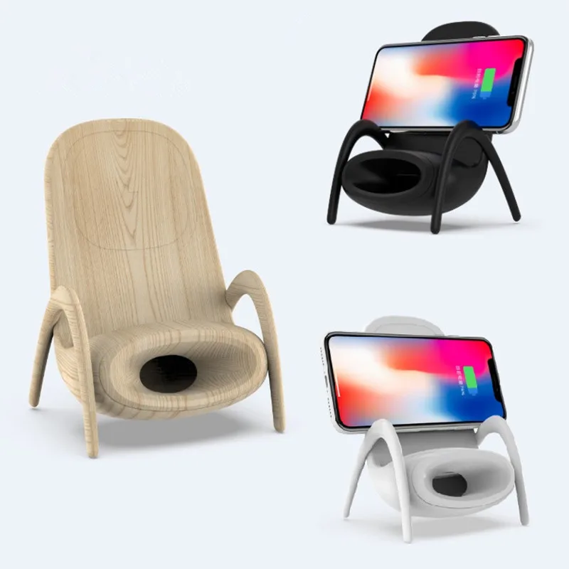 

Multi-function Chair Shape Mobile Phone holder Fast Sound Reinforcement 10W Wireless Charger For iPhone X XS XR For Samsung S9+