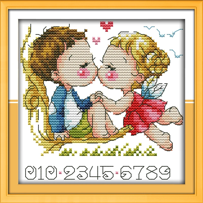 

A kissing of angels, counted printed on fabric DMC 14CT 11CT Cross Stitch kits,embroidery needlework Sets, Home Decor