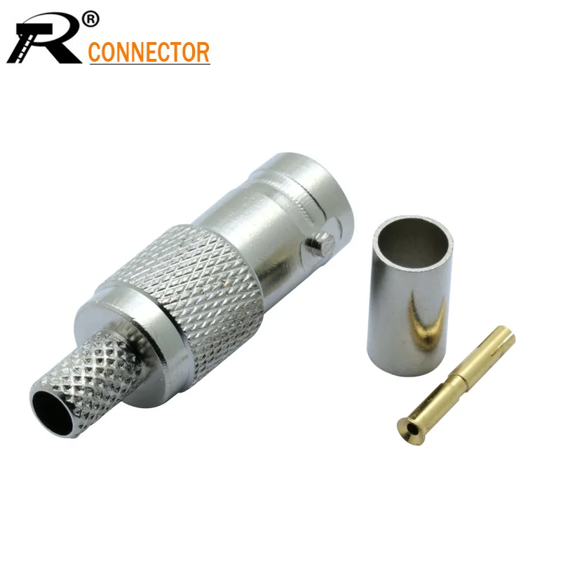 

4pcs BNC FEMALE CRIMP Connector New BNC female crimp straight for RG58 RG59 RG6 RF Coax Adapter connector
