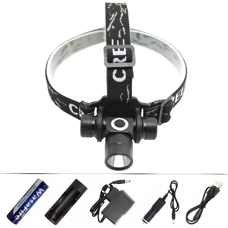 

High Lumens Headlight Headlamp XM-L2 LED Lamp Flashlight Light L2 Headlamp 2 Modes Led Torch+ AC/Car/USB Charger+ 18650 Battery