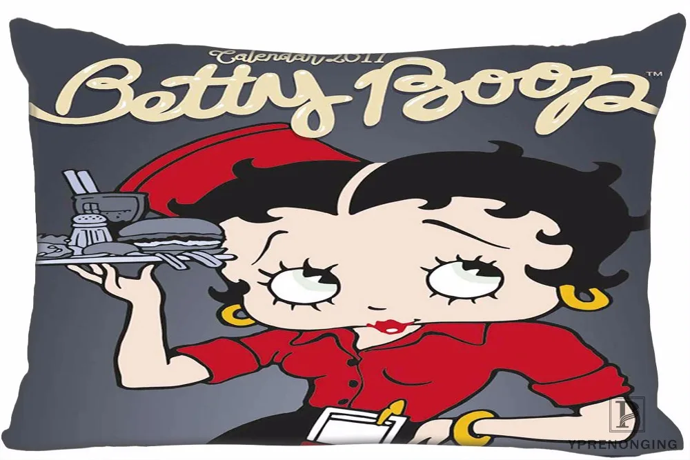 Пользовательские Betty Boop наволочка прямоугольник Наволочки на молнии 35x45,40x60 см(одна сторона печать) 180516-07