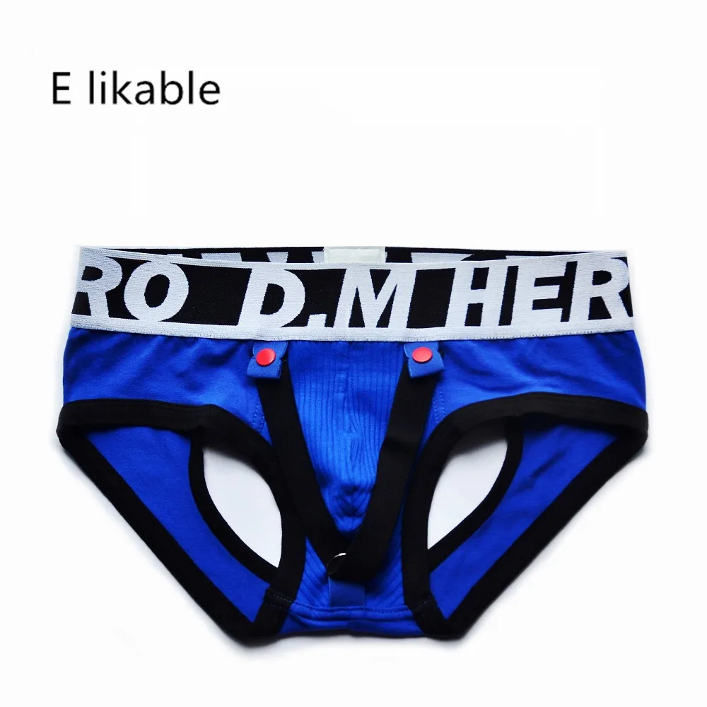 

E likable new youth fashion cotton men's underwear low waist sexy comfortable breathable solid color hanging buckle thong