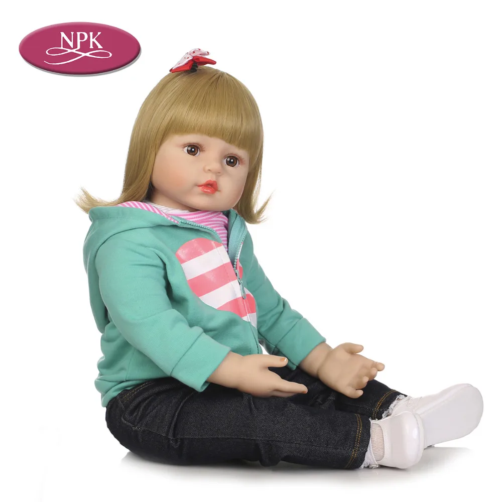 NPK 60CM Baby Girl Reborn Doll Kids Toy Soft Silicone VInyl Lifelike Princess Girl Realistic Bebe Reborn Alive Doll 2018 New (3)