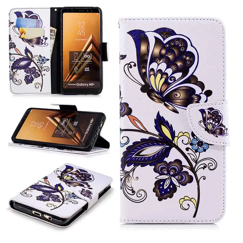 KEFO For Samsung Galaxy A8 Plus A6 Plus 2018 A5 2017 Case New Painting PU Leather Wallet Flip Luxury Book Style Cover Coque Capa (7)