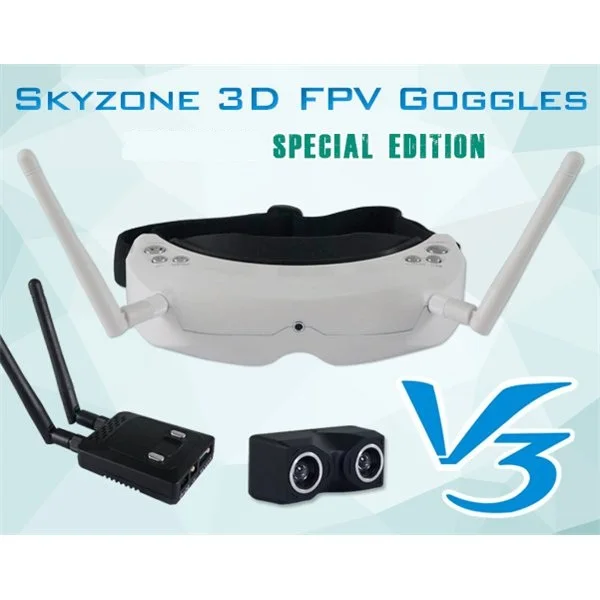 

FREE DHL EMS SHIP Skyzone AIO 3D FPV Goggles V3 White Built-in 3D/ 2D mode 40CH 5.8G Diversity receiver head tracking and camera