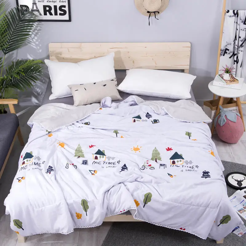 Leaf Pattern Soft Skin-friendly Summer Duvet Washed Cotton Thin Quilt Children Adults Duvet Pillowcase Wholesale(200x230cm