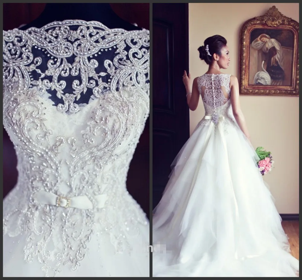 

2019 Free Shipping New Arrival Amazing Sleeveless Beaded Ball Gowns Real Sample Wedding Dresses Custom Made Vestido De Novia
