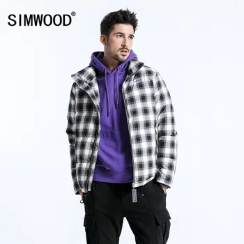 SIMWOOD 2019 Winter New 90% White Duck Down Jacket Men Plaid Coats Fashion Parka High Quality Plus Size Brand Clothing 180597