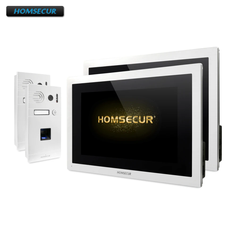 HOMSECUR 4 Wire Hands-free Video Door Entry Phone Call System Fingerprint Access BC061HD-S+BM114HD-S