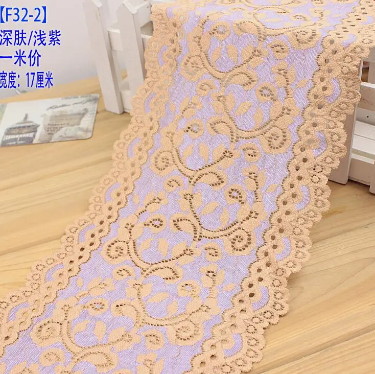 

1 Meter Scalloped Nylon Stretchy Lace Trim For DIY Clothing Accessories Double Color French Net Elastic Lace Fabric 17cm