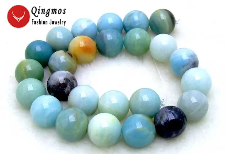 

Qingmos 16mm Round Mix Color Natural Stone Amazomite Loose Beads for Jewelry Making Necklace Bracelet DIY Loose Strand 15" l248