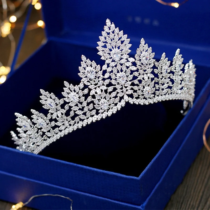 Циркониевая корона с покрытием для невесты, диадема из циркония, свадебные аксессуары для волос, диадема и короны, фианит, WIGO1352