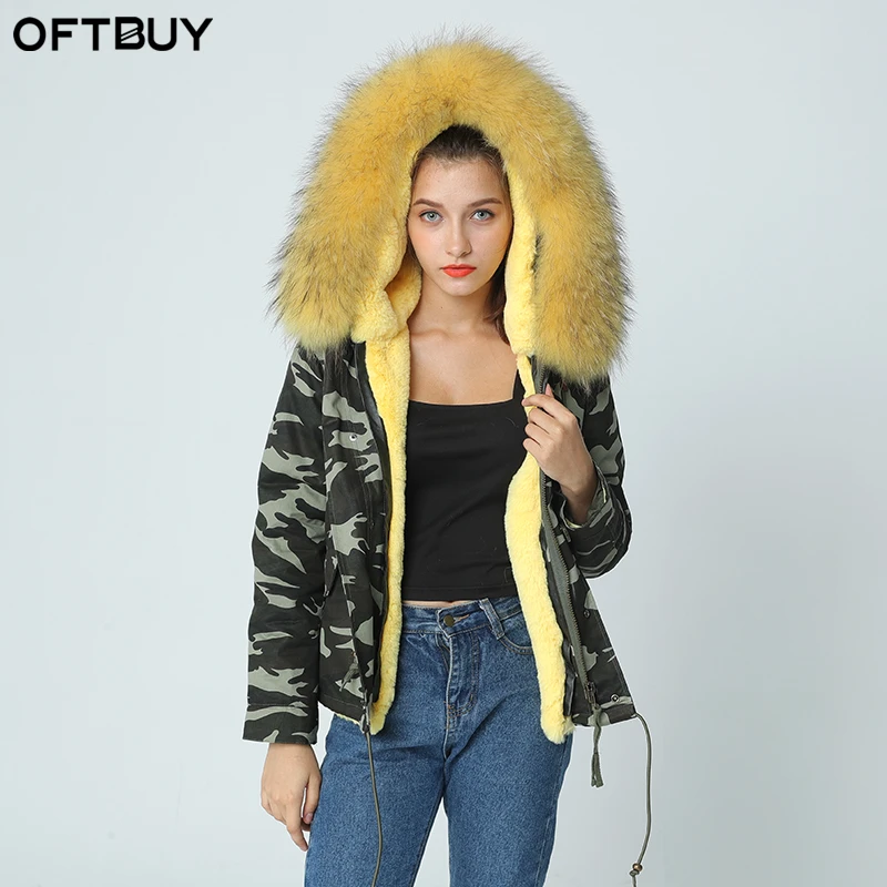 OFTBUY/Новинка 2020 года Камуфляжная парка Зимняя куртка Женская Пальто с натуральным