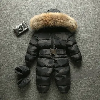 

2019 Baby Boy Warm Rompers Fur Hooded Winter Jumpsuit Children Down Overalls for Newborns Girls Babies Snow Clothes