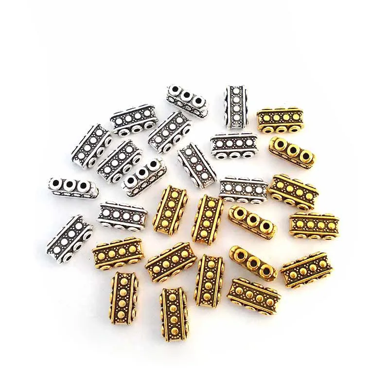 20 x Antique Gold/Silver Color 3 Strands Spacer Bar 3 Holes Multi Strand Bracelet Separators Bars for Jewelry Making 15x8mm