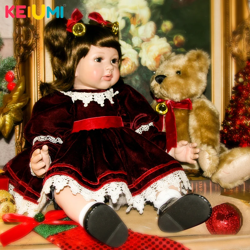 

Real Like 56 cm Reborn Toy Soft Silicone Vinyl Newborn Doll For Girl 22'' Realistic Cloth Body Kids Birthday Gifts