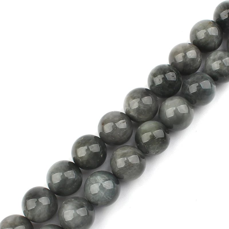

15" Strand Natural Genuine Gray Hawk Falcon's Eye Eagle Eye Stone Semi-precious Stones Round Loose Beads 12mm Size