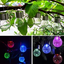 BEIAIDI 4 шт./лот 7 цветов Изменение солнечное садовое освещение подвесной светильник кракелированное стекло круглый фонарь на солнечных батареях(Ландшафтный дворик подвесной светильник