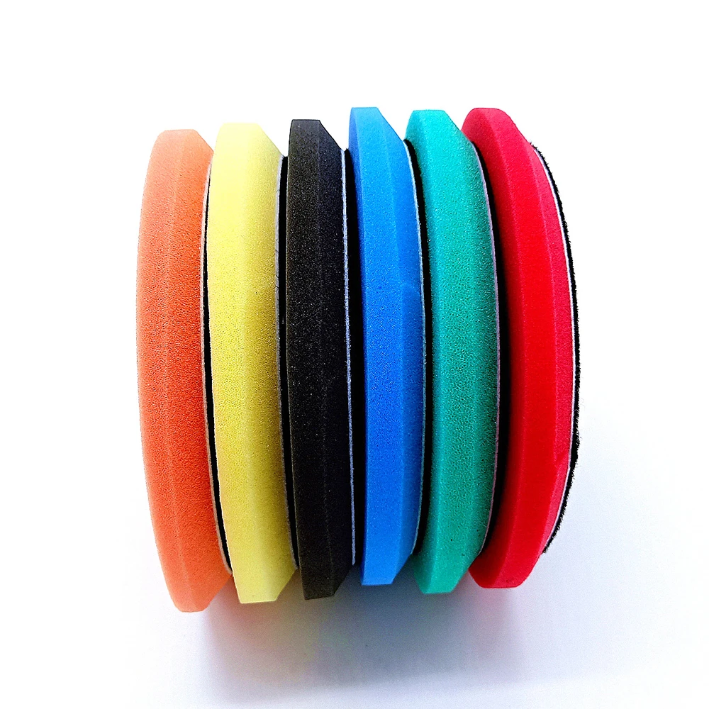 HUTU 5Inch Buffing Pad Auto Car Polishing Wheel Kit Buffer Car Polishing Thin Flat Foam Pads For DA/RO Polisher