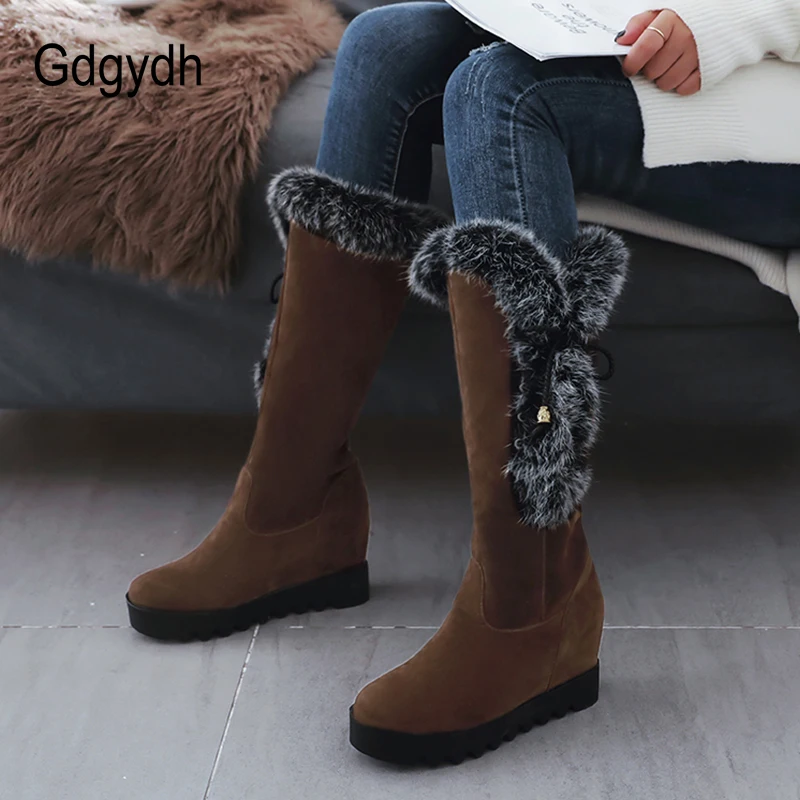 Taille D'hiver Talon Femme Russe De 2018 Chaussures Noirs Coins Bottes Shoes New Shoes 43 Femelle brown Grand Neige Hiver Femmes Black Gdgydh Plate Fourrure Réel forme xRCwqn78Y