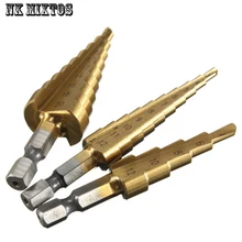 3Pcs Metric Spiral Flute Step Stepped Down Drill HSS Steel 4241 Cone Drill Bits Tool Set Hole Cutter 4-12MM 4-20MM 3-12MM