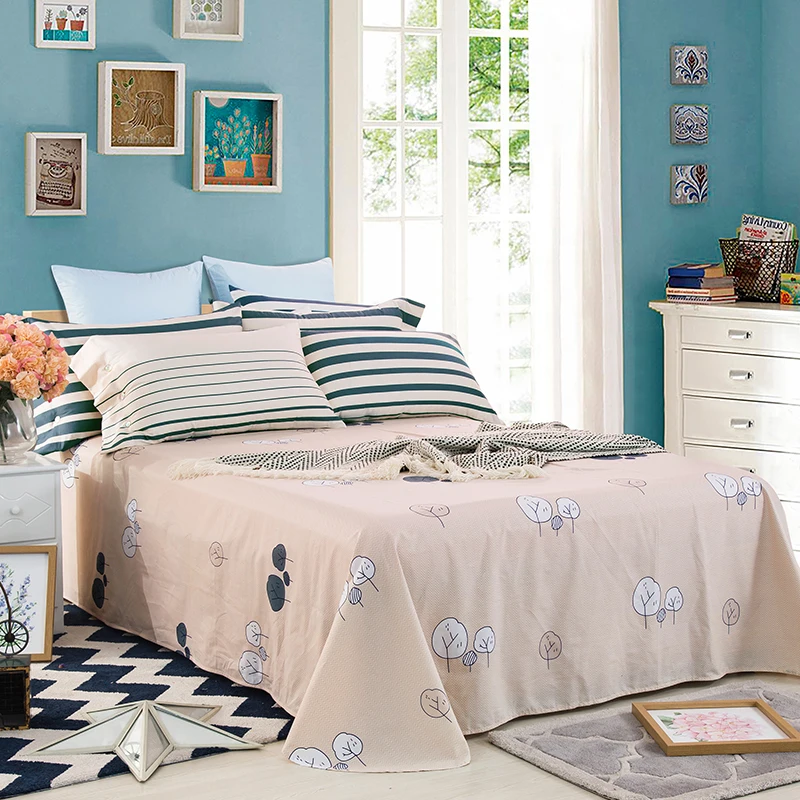 Waliicorners 4pcs 100%Cotton Printed Bedding set Button Duvet Cover set Bedsheet Pillowcases Queen King Size bed linen 31 IMG_5018
