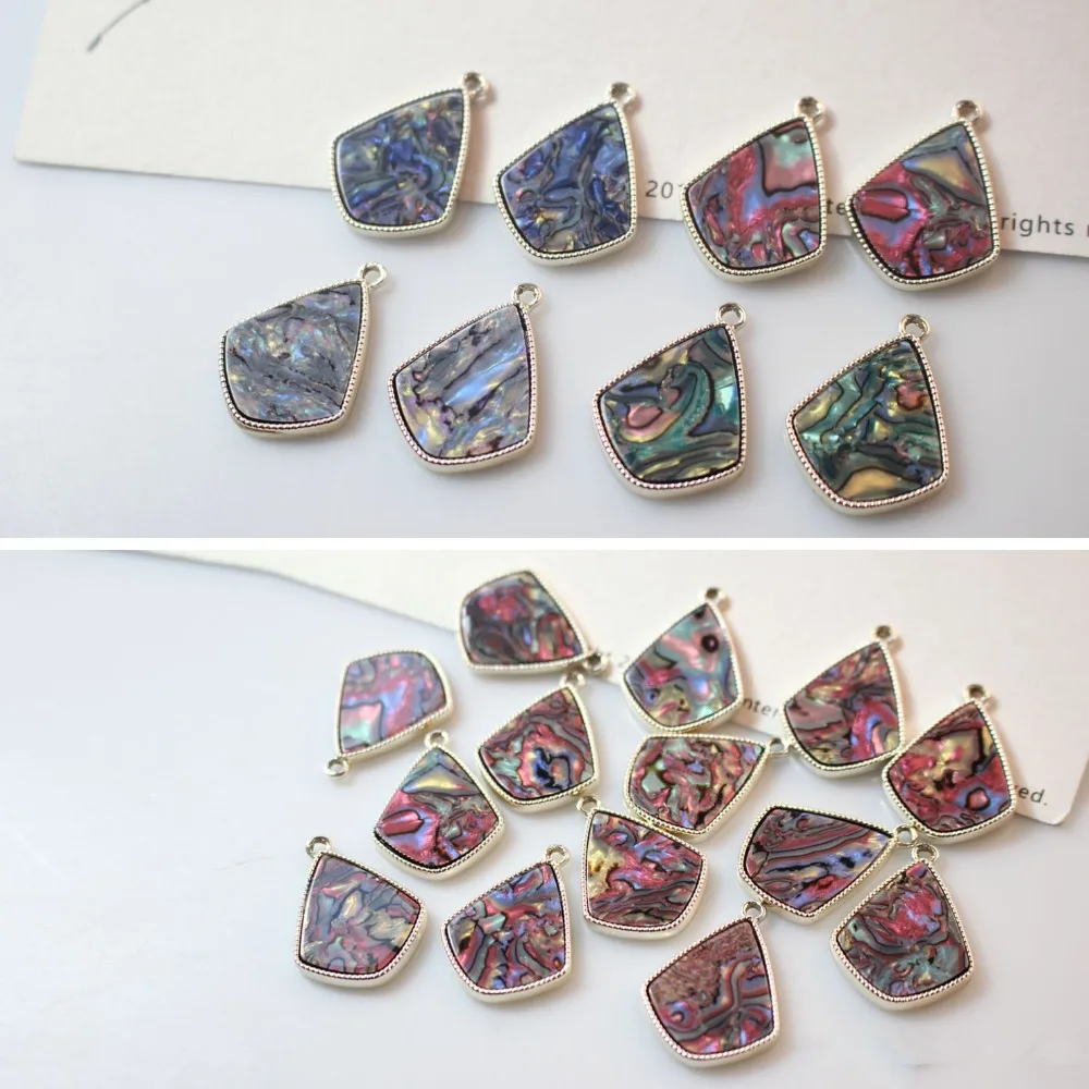 

20pcs/lot color pattern print resin decoration geometry water drop shape alloy floating locket charms diy jewelry pendants