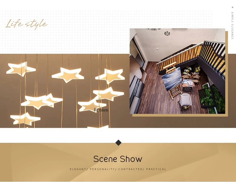 Modern Duplex Staircase LED Pendant Lights Personality 18 Stars Hanging Lamps Minimalist Rotaion Staircase Lamp Living Room Lighting (3)