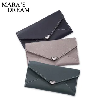 

Mara's Dream Envelope Clutch Wallet For Women Solid Color Long Heart Hasp Female Fashion PU Leather Clutch Purse Women